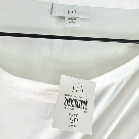 NWT J. Jill Women’s Cold Shoulder Ruffle Knee Length Dress White Small‎ Petite - Picture 7 of 10